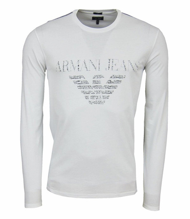 ARMANI JEANS ZMH72 Herren Men Langarmshirt Longsleeve Weiß White