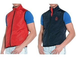 LOVE MOSCHINO Herren Men Wende Weste Gilet Vest Rot Dunkelblau Slim Fit