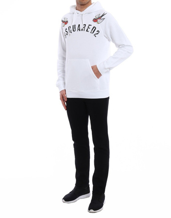 DSQUARED2 S71GU0174 Herren Men Kapuzenpullover Hoodie Weiß White Made in Italy 