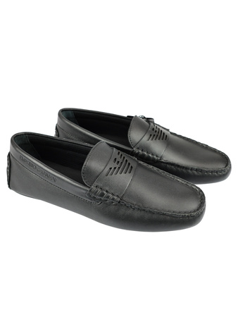 EMPORIO ARMANI Mokassin Herren Men Halbschuhe Shoes Schwarz Black