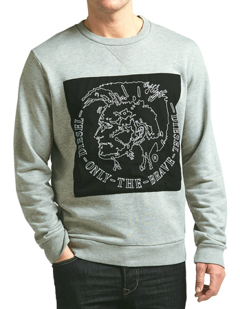 DIESEL S-Samuel Herren Men Pullover Sweatshirt Indianer Kopf Grau Grey