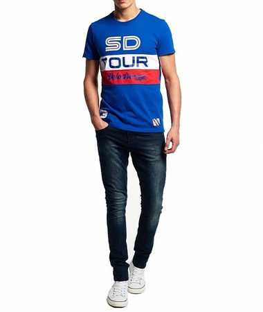 SUPERDRY M10MX036 Herren Men T-Shirt Mazarine Blue Velodrome Tour Blau Logo