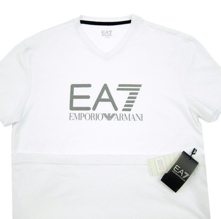 EMPORIO ARMANI EA7 273205 5P237 Herren Men T-Shirt Kurzarm Logo Weiß White VNeck