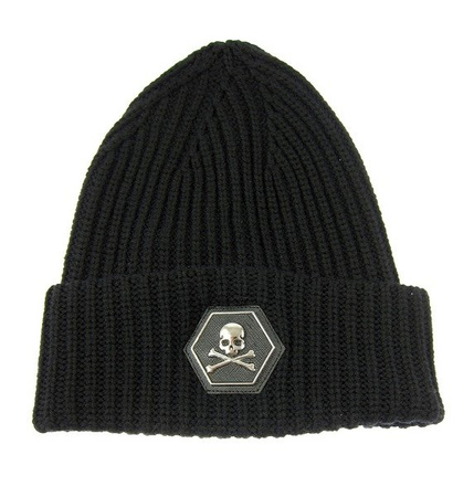 PHILIPP PLEIN Benie "Ferris" Herren Men Haube Mütze Beanie Woollen Hat Schwarz 