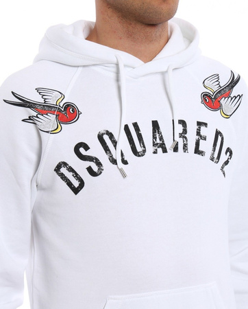 DSQUARED2 S71GU0174 Herren Men Kapuzenpullover Hoodie Weiß White Made in Italy 