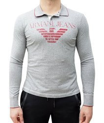 ARMANI JEANS Herren Men Langarmshirt Polo T-Shirt Longsleeve Extra Slim Grau