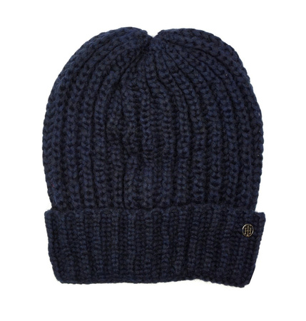 TOMMY HILFIGER Laura Damen Women Winter Mütze Haube Hat Beanie Dunkelblau Navy