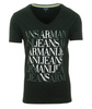 ARMANI JEANS B6H91 Herren Men T-Shirt Kurzarm Logo V-Neck Schwarz Black 
