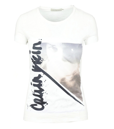 CALVIN KLEIN JEANS Face Damen Women T-Shirt Kurzarm Weiß White 