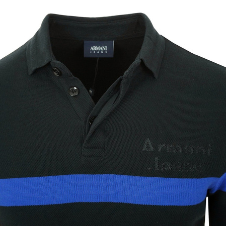 ARMANI JEANS Herren Men Polo Sweater Longsleeve Schwarz Black