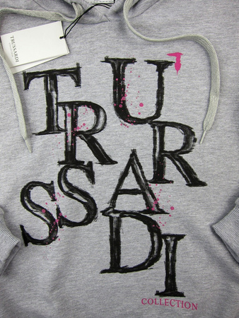 TRUSSARDI Collection Damen Women Kapuzenpullover Hoodie Made in Italy Grau Grey