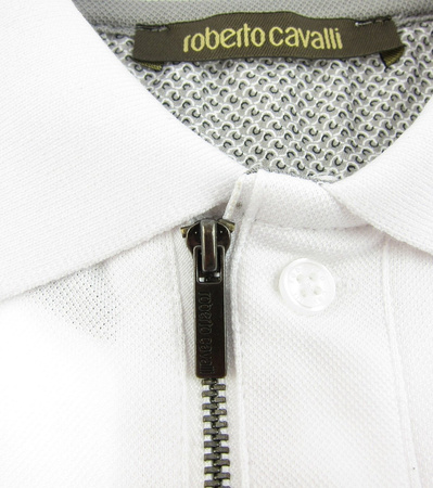 ROBERTO CAVALLI FSR687 Herren Men Polo T-Shirt Poloshirt Weiß White