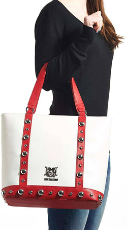 LOVE MOSCHINO JC406PP11LF110B Damen Women Shopper Bag Tasche Weiß White Rot Red