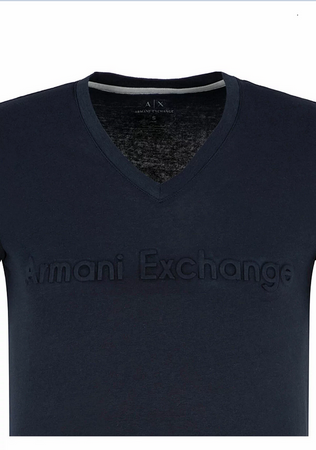 ARMANI EXCHANGE Herren Men Kurzarm T-Shirt V-Neck Slim Fit Dunkelblau Navy