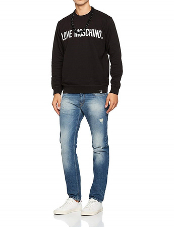 LOVE MOSCHINO Herren Men Pullover Sweatshirt mit Kette Schwarz Black