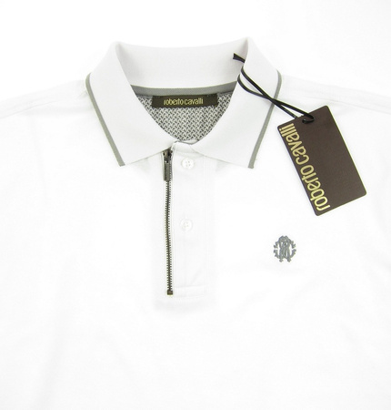 ROBERTO CAVALLI FSR687 Herren Men Polo T-Shirt Poloshirt Weiß White