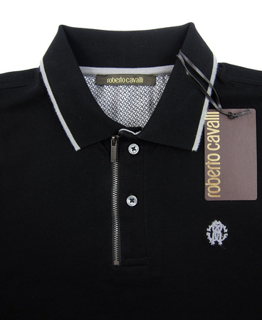 ROBERTO CAVALLI FSR687JD064 Herren Men Polo T-Shirt Poloshirt Schwarz Black