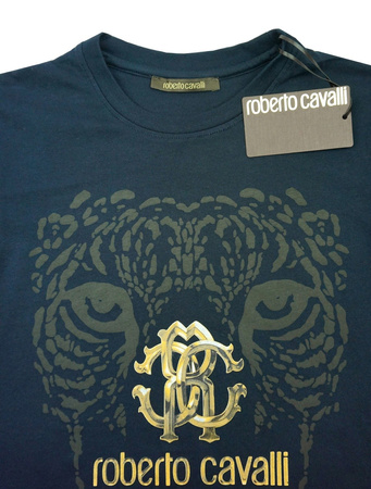 ROBERTO CAVALLI FST616JD061 Herren Men T-Shirt Kurzarm Dunkelblau Navy