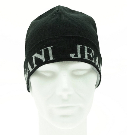 ARMANI JEANS Herren Men Mütze Haube Beanie Hat Schwarz Black Made In Italy