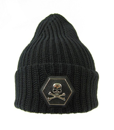 PHILIPP PLEIN Benie "Ferris" Herren Men Haube Mütze Beanie Woollen Hat Schwarz 