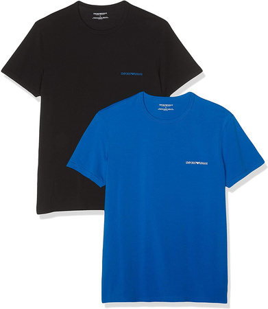 EMPORIO ARMANI Herren Men T-Shirt 2er Pack 2 Stück Figurbetont Schwarz Blau