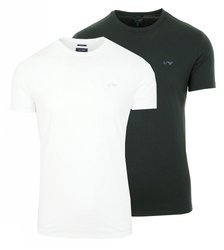 ARMANI JEANS 2er Pack  Herren Men T-Shirt Kurzarm Logo Graphit Weiß 21BD