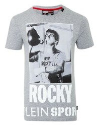 PLEIN SPORT Kurty Herren Men Luxury T-Shirt Grau Grey Rocky Motiv