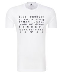 ARMANI JEANS Herren Men T-Shirt Kurzarm Logo Slim Fit Weiß White