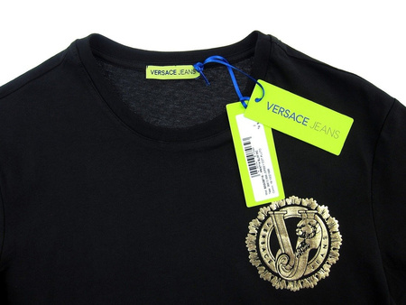 VERSACE JEANS B3GOB718 Herren Men T-Shirt Kurzarm Schwarz Black Gold Logo NEU