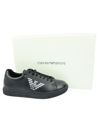 EMPORIO ARMANI  Herren Men Schuhe Shoes Sneaker Logo Leder Schwarz Black