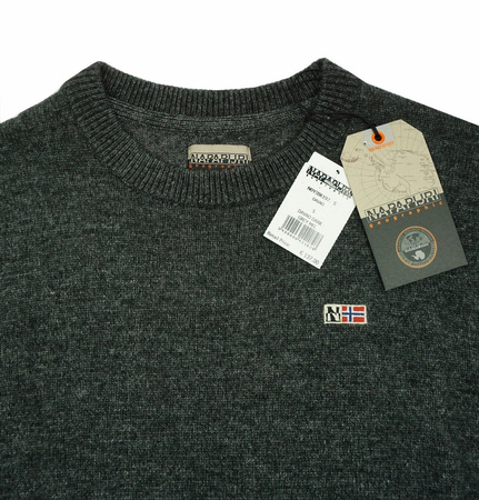 NAPAPIJRI Davao Herren Men Pullover Strick Sweat Rundhals Dunkelgrau Dark Grey