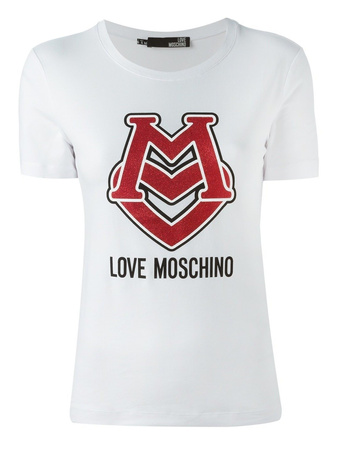 LOVE MOSCHINO Damen Women T-Shirt Kurzarm Weiß White