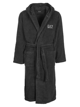 EA7 EMPORIO ARMANI Herren Men Bademantel Bathrobe mit Kapuze Anthracite