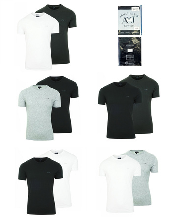 ARMANI JEANS 2er Pack Herren Men T-Shirt Kurzarm Logo Grau/Schwarz Rundhals 29BC