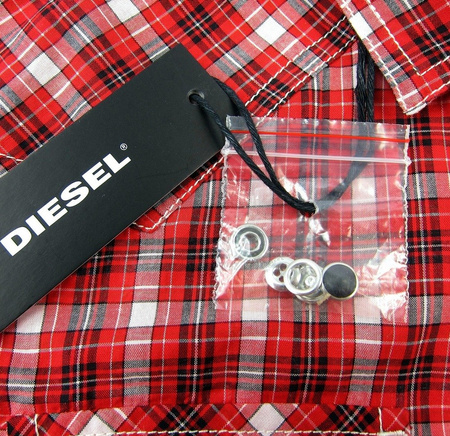 DIESEL Okain 008J8J Herren Men Karohemd Shirt Langarm Longsleeve Rot 