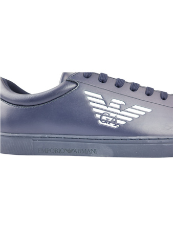 EMPORIO ARMANI  Herren Men Schuhe Shoes Sneaker Logo Leder Blau