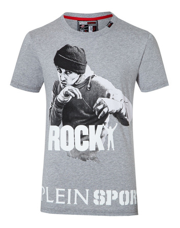 PLEIN SPORT "Rock" Herren Men Luxury T-Shirt Grau Grey Rocky Motiv