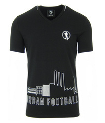 BIKKEMBERGS C736SE2EB023 Herren Men T-Shirt V-Neck Schwarz Urban Footbal Motiv