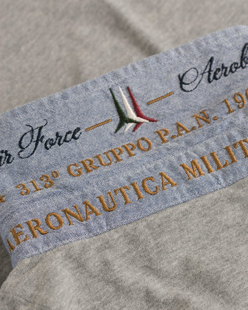 AERONAUTICA MILITARE Herren Men Poloshirt Langarm Longsleeve Sweat Grau Grey