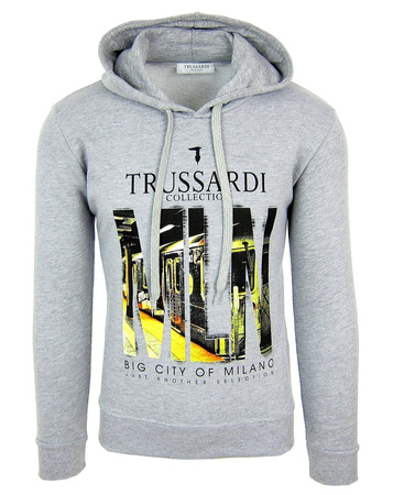 TRUSSARDI Herren Men Kapuzenpullover Hoodie Sweatshirt Grau Grey Made in Italy 
