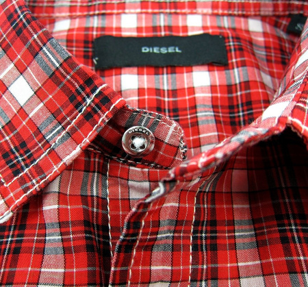 DIESEL Okain 008J8J Herren Men Karohemd Shirt Langarm Longsleeve Rot 