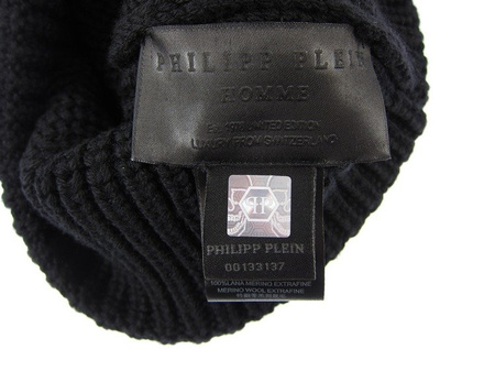 PHILIPP PLEIN Benie "Ferris" Herren Men Haube Mütze Beanie Woollen Hat Schwarz 