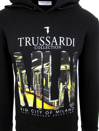 TRUSSARDI Herren Men Kapuzenpullover Hoodie Sweatshirt Schwarz Made in Italy 