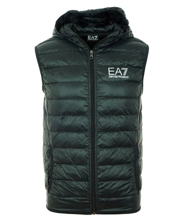 EMPORIO ARMANI EA7 Herren Men Weste Gilet Vest Kapuze Schwarz Black