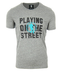 BIKKEMBERGS C732SE2MB017 Herren Men T-Shirt Grau Playing On The Street Print Neu