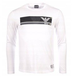 EMPORIO ARMANI EA7 Herren Men Langarmshirt T-Shirt Longsleeve Weiß White
