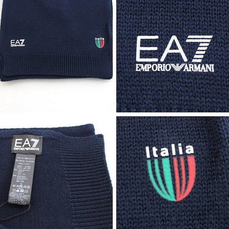 EMPORIO ARMANI EA7 Damen Women Unisex Herren Men Schal Scarf Blau Made in Italy